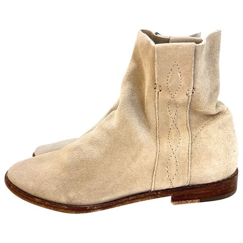Pre-owned Joie Western Boots In Beige