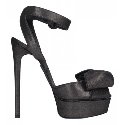 Pre-owned Casadei Leather Sandals In Anthracite