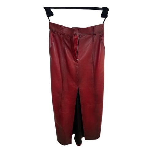 Pre-owned Alexander Mcqueen Leather Mid-length Skirt In Red