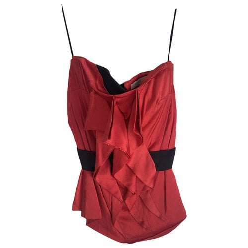 Pre-owned Reiss Silk Corset In Red