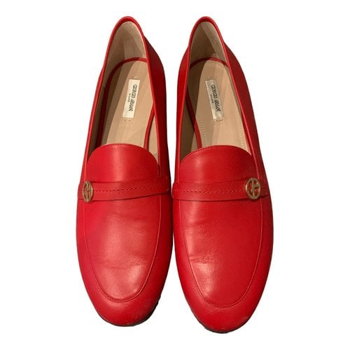Pre-owned Giorgio Armani Leather Flats In Red