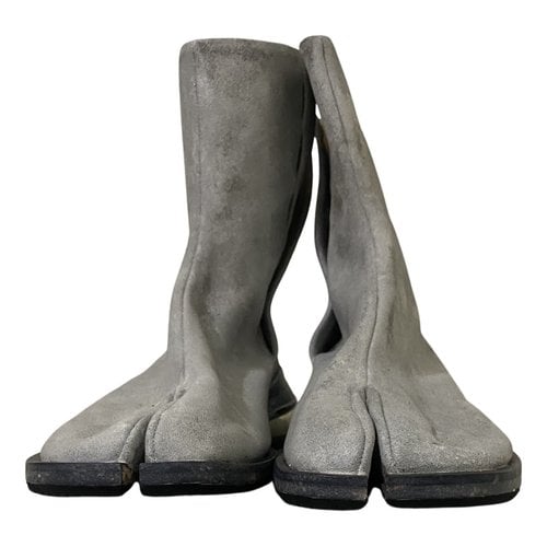 Pre-owned Maison Margiela Tabi Leather Boots In Grey