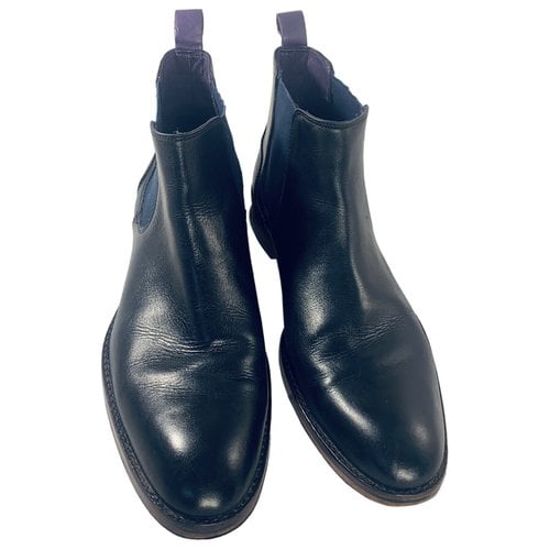 Pre-owned Ted Baker Leather Boots In Navy