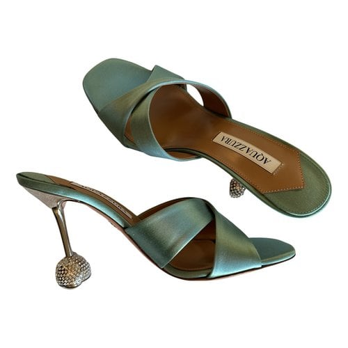 Pre-owned Aquazzura Leather Sandal In Turquoise