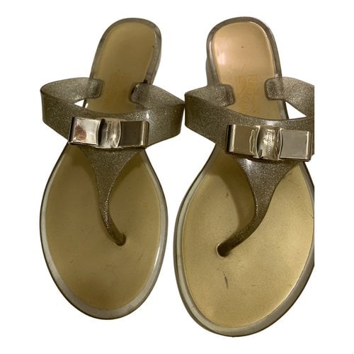 Pre-owned Ferragamo Sandals In Gold