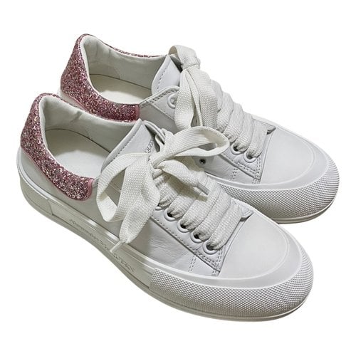 Pre-owned Alexander Mcqueen Deck Plimsoll Leather Trainers In Pink