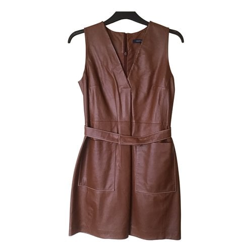 Pre-owned French Connection Leather Mini Dress In Brown
