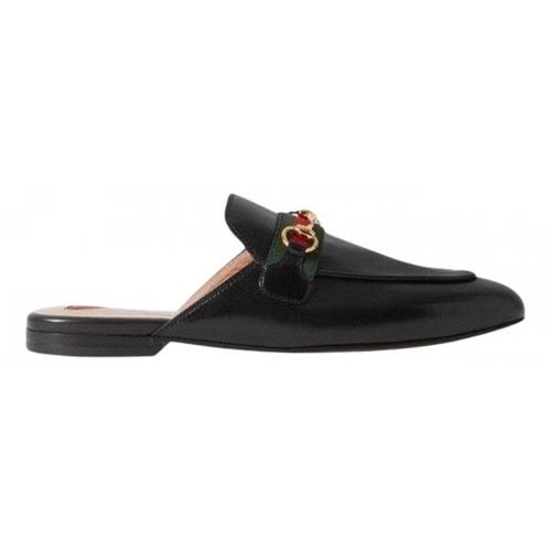 Pre-owned Gucci Princetown Leather Mules In Black
