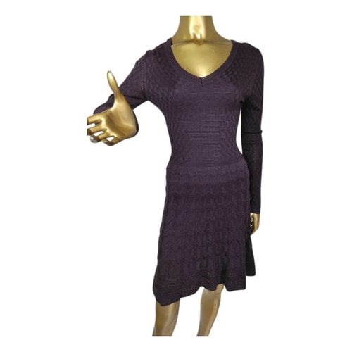 Pre-owned M Missoni Wool Mini Dress In Burgundy