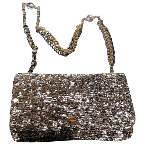 Pre-owned Dolce & Gabbana Miss Charles Glitter Handbag In Silver