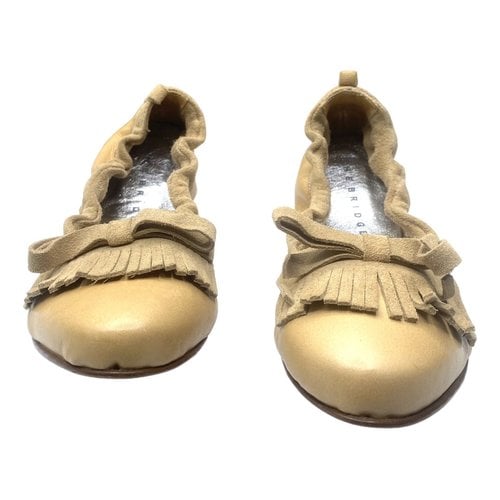 Pre-owned The Bridge Leather Ballet Flats In Beige