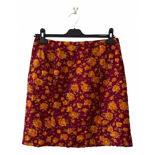 Pre-owned Miu Miu Silk Mid-length Skirt In Burgundy