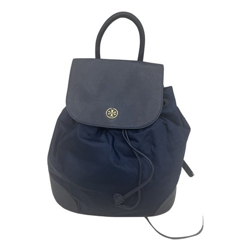 Pre-owned Tory Burch Cloth Backpack In Blue