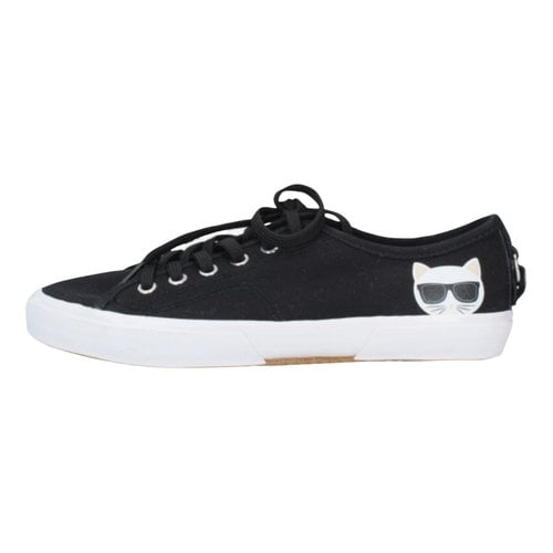 Pre-owned Karl Lagerfeld Cloth Trainers In Black