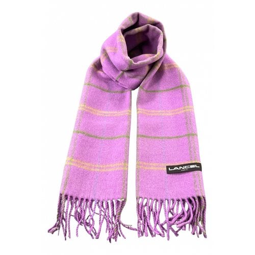 Pre-owned Lancel Wool Scarf & Pocket Square In Pink