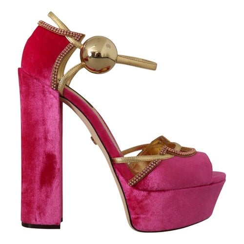 Pre-owned Dolce & Gabbana Velvet Sandal In Pink