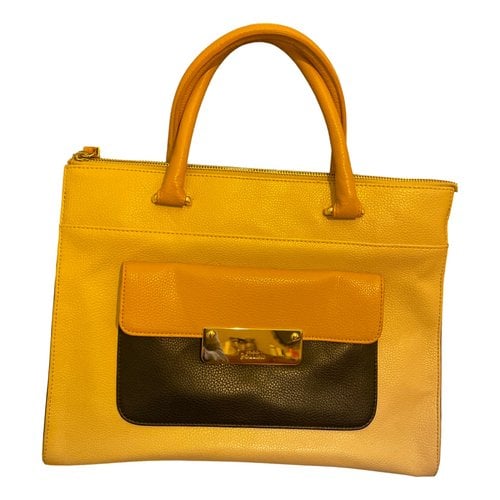 Pre-owned Pollini Leather Handbag In Yellow