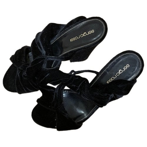 Pre-owned Sergio Rossi Velvet Sandals In Black