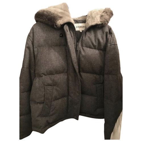 Pre-owned Iceberg Faux Fur Puffer In Grey