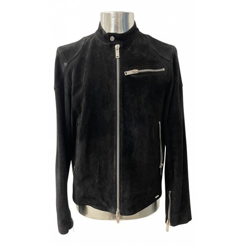 Pre-owned Aglini Leather Jacket In Black