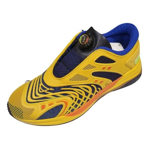 Pre-owned Gucci Ultrapace R Leather Trainers In Yellow