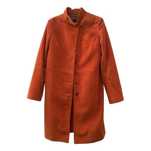 Pre-owned Fay Velvet Coat In Orange