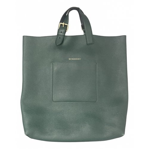 Pre-owned Burberry Leather Tote In Green