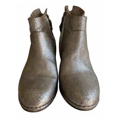 Pre-owned Del Carlo Leather Ankle Boots In Silver