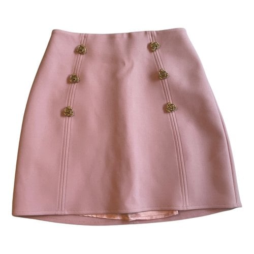 Pre-owned Elisabetta Franchi Wool Mini Skirt In Pink