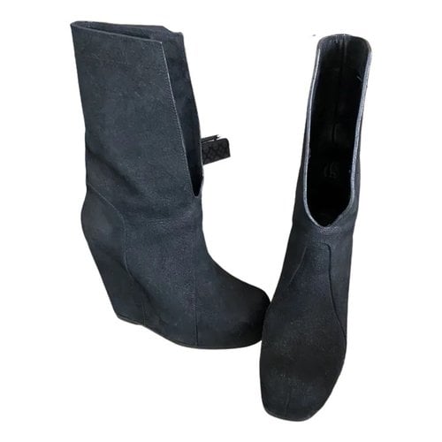 Pre-owned Rick Owens Ankle Boots In Black