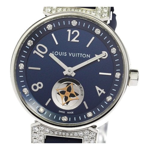 Pre-owned Louis Vuitton Tambour Watch In Navy