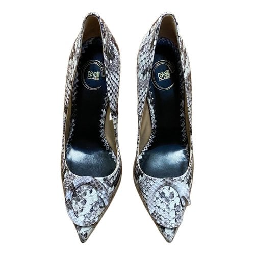 Pre-owned Class Cavalli Python Heels In Grey