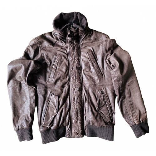 Pre-owned D&g Leather Jacket In Brown