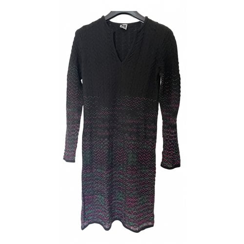 Pre-owned M Missoni Wool Mid-length Dress In Black