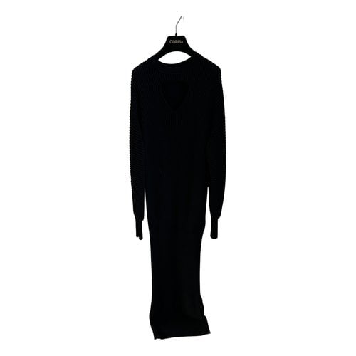 Pre-owned Victoria Beckham Wool Maxi Dress In Black