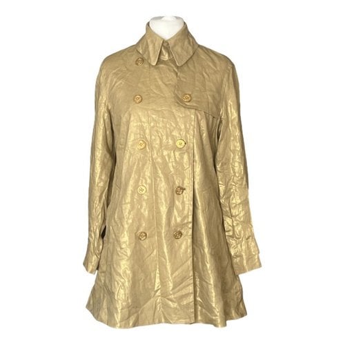 Pre-owned Lauren Ralph Lauren Linen Trench Coat In Gold