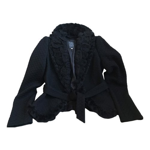 Pre-owned Maria Grazia Severi Wool Short Vest In Black