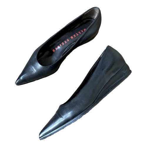 Pre-owned Walter Steiger Leather Ballet Flats In Black