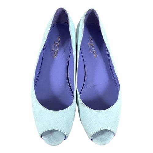 Pre-owned Sergio Rossi Ballet Flats In Turquoise