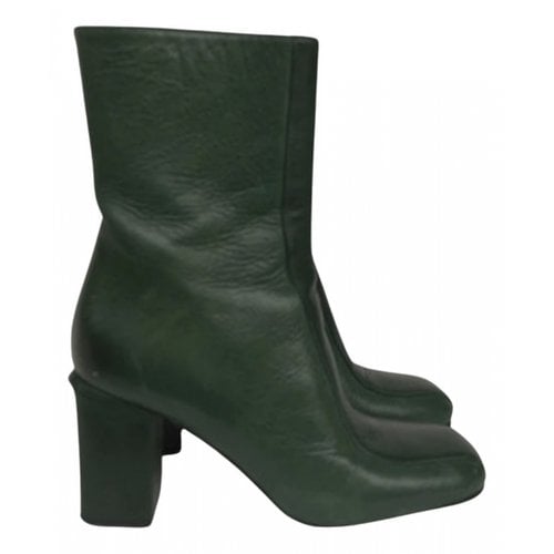 Pre-owned Marni Leather Ankle Boots In Green