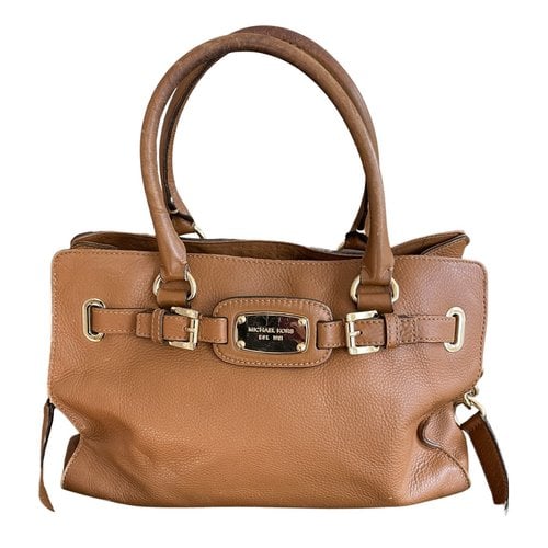 Pre-owned Michael Kors Hamilton Leather Satchel In Brown