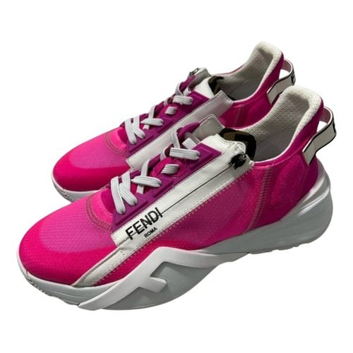 Pre-owned Fendi Flow Leather Trainers In Pink
