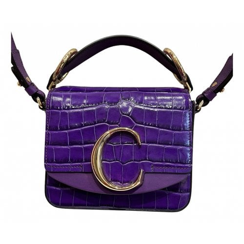 Pre-owned Chloé C Leather Handbag In Purple