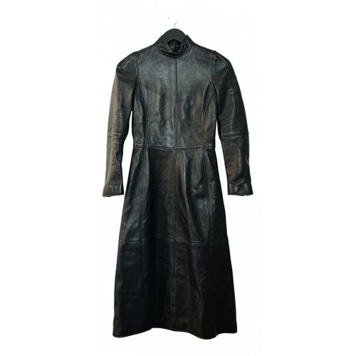 Pre-owned Balenciaga Leather Mid-length Dress In Black