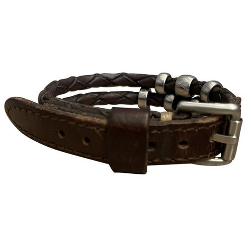 Pre-owned Fossil Leather Bracelet In Brown