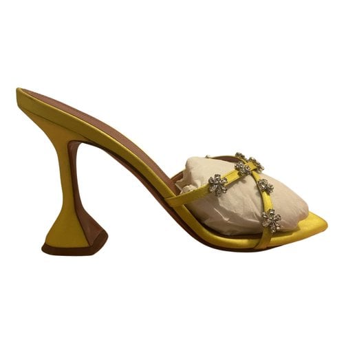 Pre-owned Amina Muaddi Cloth Sandals In Yellow
