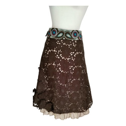 Pre-owned Hoss Intropia Silk Mid-length Skirt In Brown