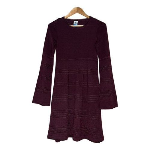 Pre-owned M Missoni Wool Mid-length Dress In Burgundy