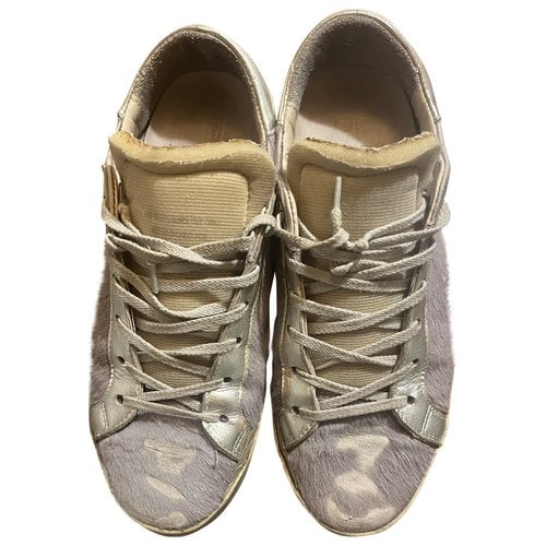Pre-owned Golden Goose Leather Trainers In Purple