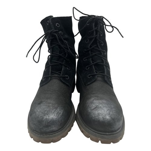 Pre-owned Timberland Lace Up Boots In Black